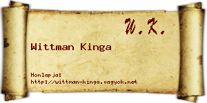 Wittman Kinga névjegykártya